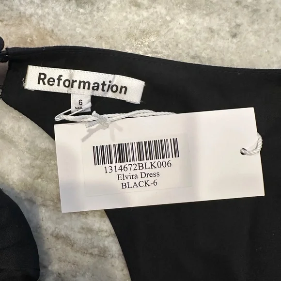 ANTHROPOLOGIE REFORMATION ELVIRA OPEN BACK MIDI DRESS BLACK ORGANIC COTTON 6 NWT - Picture 13 of 13